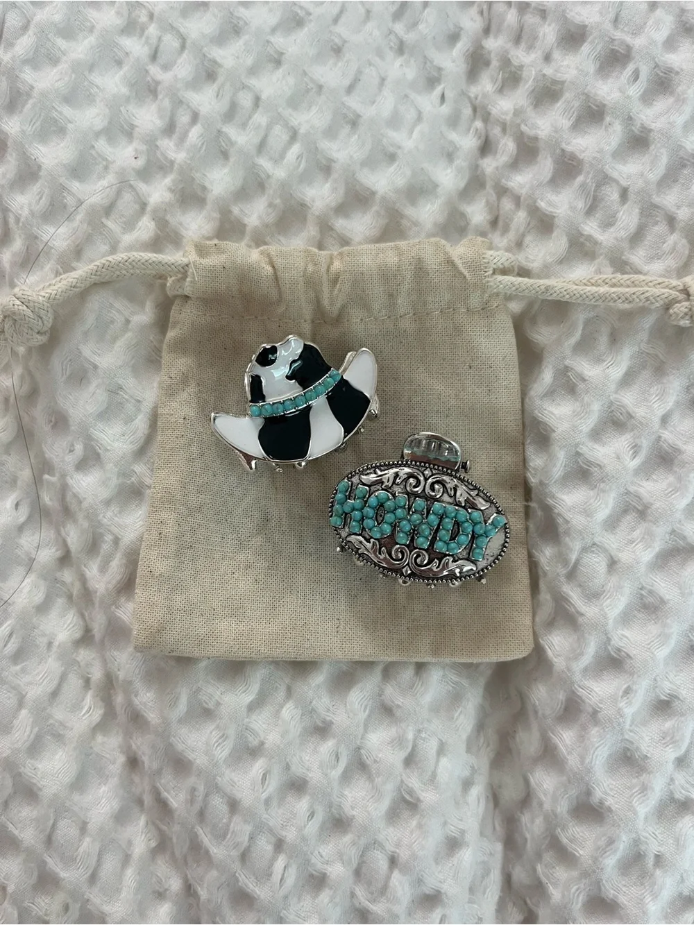 Turquoise & Black Cowboy Hat Hair clips